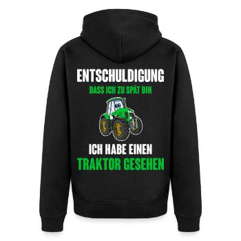 Traktor - Unisex Premium Bio Zip Hoodie - Schwarz - Hinten - Nico (187cm)
