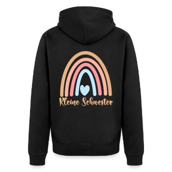 Kleine Schwester - Unisex Premium Bio Zip Hoodie - Schwarz - Hinten - Nico (187cm)