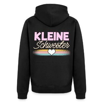 Kleine Schwester - Unisex Premium Bio Zip Hoodie - Schwarz - Hinten - Nico (187cm)