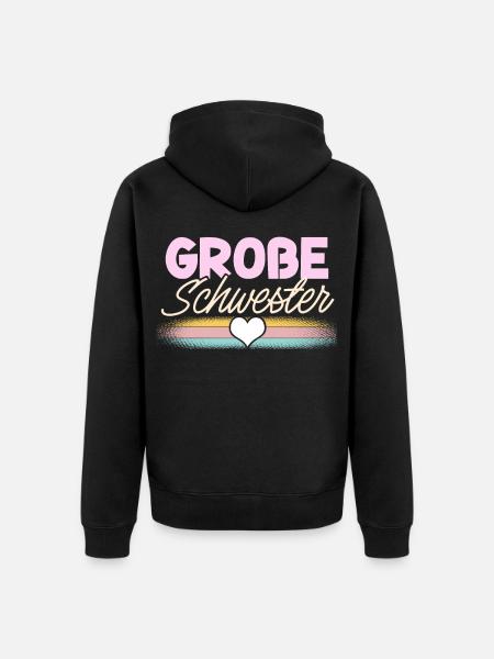 Große Schwester - Unisex Premium Bio Zip Hoodie - Schwarz