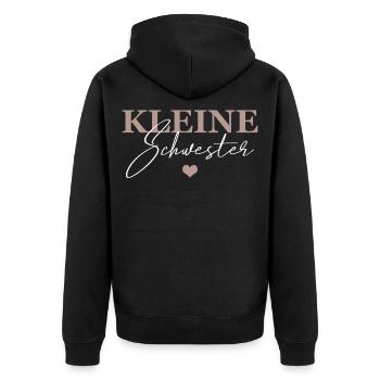 Kleine Schwester - Unisex Premium Bio Zip Hoodie - Schwarz - Hinten - Nico (187cm)