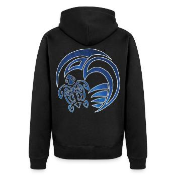 Tortue, océan et ciel étoilé - Veste à capuche bio Premium Unisexe - noir - Dos - Nico (187cm)
