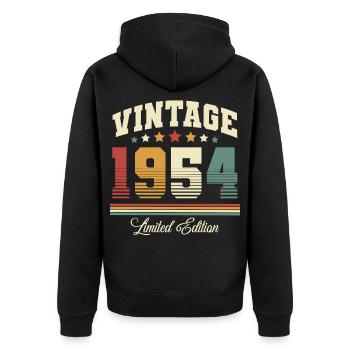 1954 Jahrgang Baujahr Geburtstag Vintage - Unisex Premium Bio Zip Hoodie - Schwarz - Hinten - Nico (187cm)