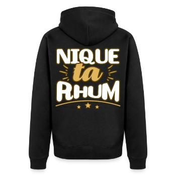 Nique ta rhum humour jeu de mot citation alcool - Veste à capuche bio Premium Unisexe - noir - Dos - Nico (187cm)