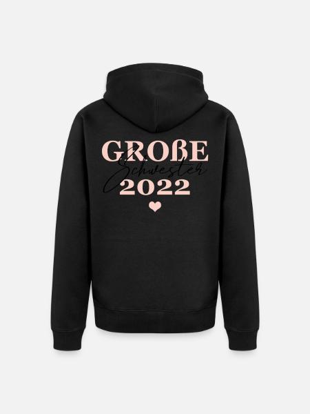 Große Schwester 2022 - Unisex Premium Bio Zip Hoodie - Schwarz