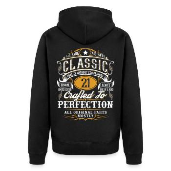 21st birthday - Unisex Premium Organic Zip Hoodie - black - Back - Nico (187cm)