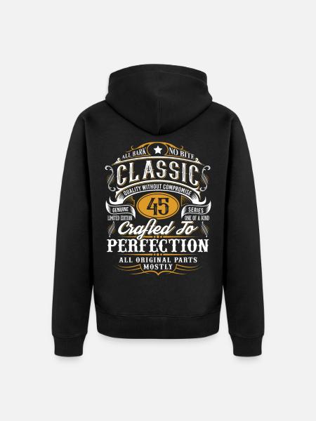 45th birthday - Unisex Premium Organic Zip Hoodie - black