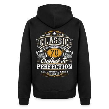 70th birthday - Unisex Premium Organic Zip Hoodie - black - Back - Nico (187cm)