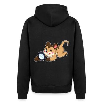 Erdmännchen Detektiv Lupe - Unisex Premium Bio Zip Hoodie - Schwarz - Hinten - Nico (187cm)