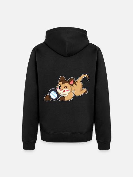 Erdmännchen Detektiv Lupe - Unisex Premium Bio Zip Hoodie - Schwarz