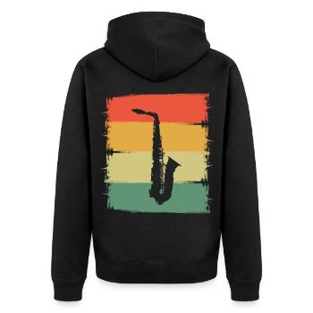 Saxophone - Unisex Premium Organic Zip Hoodie - black - Back - Nico (187cm)