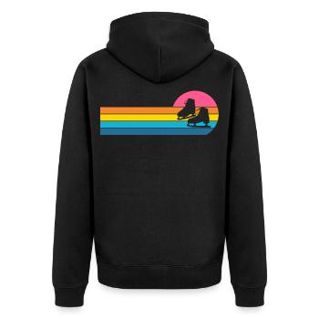 Schlittschuh - Unisex Premium Bio Zip Hoodie - Schwarz - Hinten - Nico (187cm)