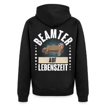 Beamter auf Lebenszeit - Unisex Premium Bio Zip Hoodie - Schwarz - Hinten - Nico (187cm)