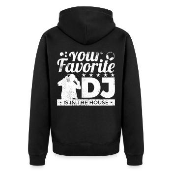 Lieblings-DJ - Unisex Premium Bio Zip Hoodie - Schwarz - Hinten - Nico (187cm)