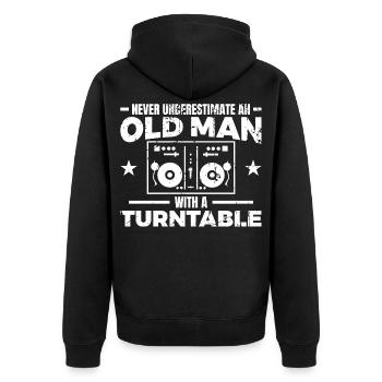 DJ Vater - Unisex Premium Bio Zip Hoodie - Schwarz - Hinten - Nico (187cm)