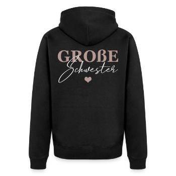 Große Schwester - Unisex Premium Bio Zip Hoodie - Schwarz - Hinten - Nico (187cm)