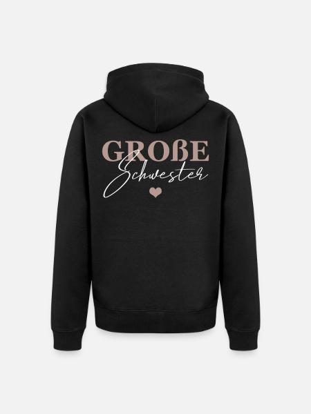 Große Schwester - Unisex Premium Bio Zip Hoodie - Schwarz