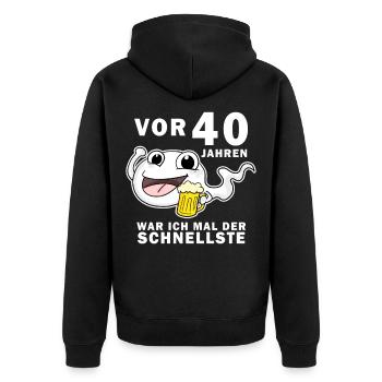 40 Jubiläum Spruch - 40 Jahre - 40. Geburtstag - Unisex Premium Bio Zip Hoodie - Schwarz - Hinten - Nico (187cm)