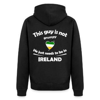 Urlaub in Irland - Unisex Premium Bio Zip Hoodie - Schwarz - Hinten - Nico (187cm)