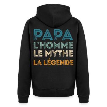 Papa Homme Mythe Légende - Veste à capuche bio Premium Unisexe - noir - Dos - Nico (187cm)
