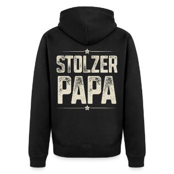 Stolzer Papa - Unisex Premium Bio Zip Hoodie - Schwarz - Hinten - Nico (187cm)