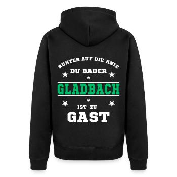 Fussball Fan Gladbacher Stadion - Unisex Premium Bio Zip Hoodie - Schwarz - Hinten - Nico (187cm)