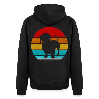 dachshund - Unisex Premium Organic Zip Hoodie - black - Back - Nico (187cm)
