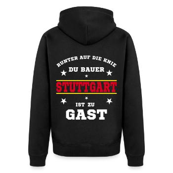 Stuttgart Fussball Fan Stadion - Unisex Premium Bio Zip Hoodie - Schwarz - Hinten - Nico (187cm)