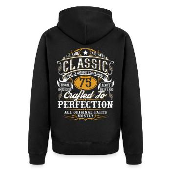 75th birthday - Unisex Premium Organic Zip Hoodie - black - Back - Nico (187cm)