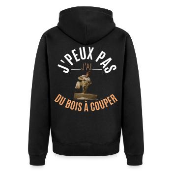 J’peux pas j’ai du bois à couper - Veste à capuche bio Premium Unisexe - noir - Dos - Nico (187cm)