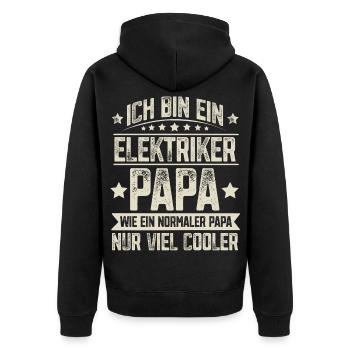 Papa Elektriker Vater Vatertag - Unisex Premium Bio Zip Hoodie - Schwarz - Hinten - Nico (187cm)