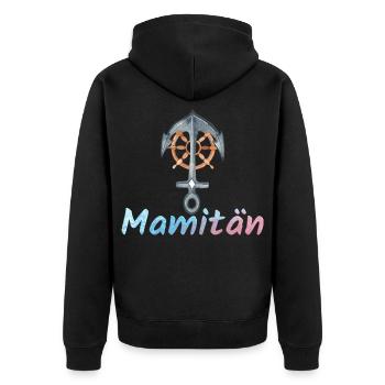 Damen Mamitän Segeln Mama und Kapitänin Segelboot - Unisex Premium Bio Zip Hoodie - Schwarz - Hinten - Nico (187cm)