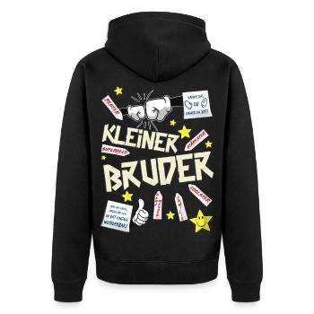 kleiner Bruder - Unisex Premium Bio Zip Hoodie - Schwarz - Hinten - Nico (187cm)