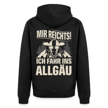 Allgäu - Unisex Premium Bio Zip Hoodie - Schwarz - Hinten - Nico (187cm)