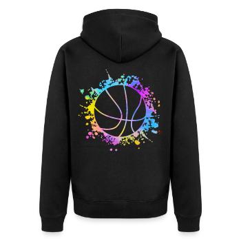 Basketball Paint Splatters colorful - Unisex Premium Organic Zip Hoodie - black - Back - Nico (187cm)
