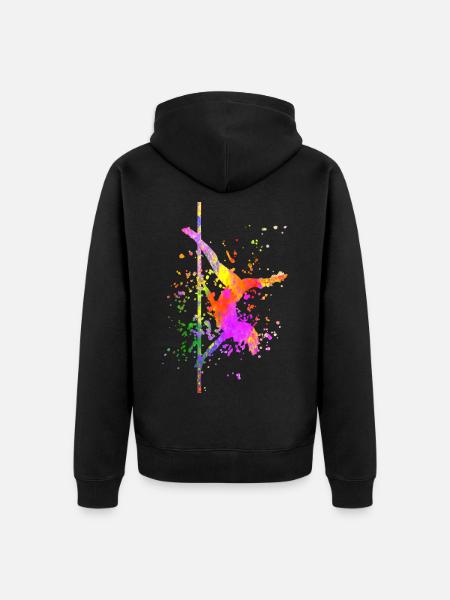 Pole Dance Fitness Farbspritzer Poledance - Unisex Premium Bio Zip Hoodie - Schwarz