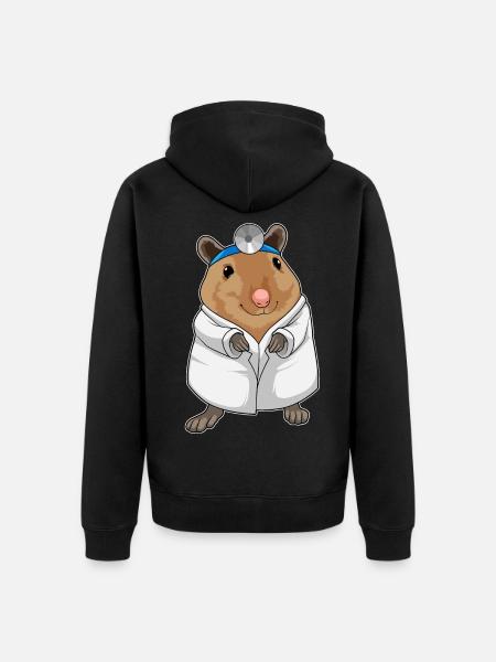 Ratte Arzt Arztkittel - Unisex Premium Bio Zip Hoodie - Schwarz