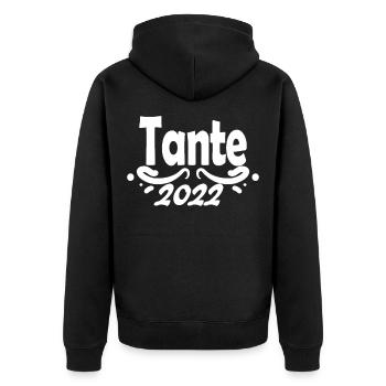 Tante 2022 - Unisex Premium Bio Zip Hoodie - Schwarz - Hinten - Nico (187cm)