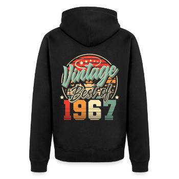1967 Geburtsjahr Vintage Geburtstag - Unisex Premium Bio Zip Hoodie - Schwarz - Hinten - Nico (187cm)