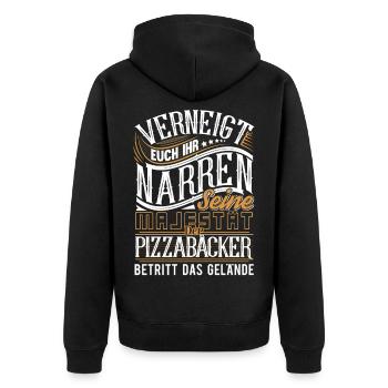 Pizzabäcker - Unisex Premium Bio Zip Hoodie - Schwarz - Hinten - Nico (187cm)