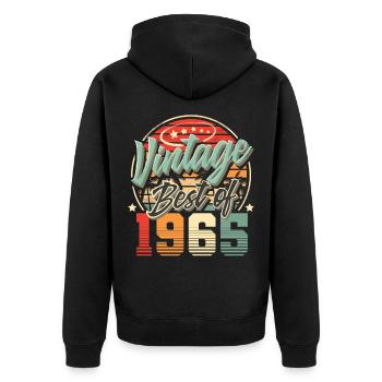 1965 Geburtsjahr Vintage Geburtstag - Unisex Premium Bio Zip Hoodie - Schwarz - Hinten - Nico (187cm)