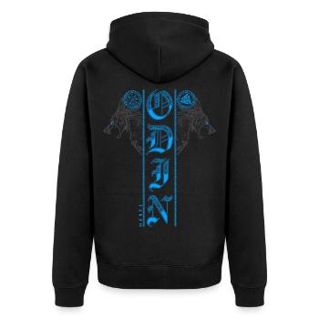 Wölfe Odin Geri Freki Vegvisir Wotansknoten Wolf - Unisex Premium Bio Zip Hoodie - Schwarz - Hinten - Nico (187cm)