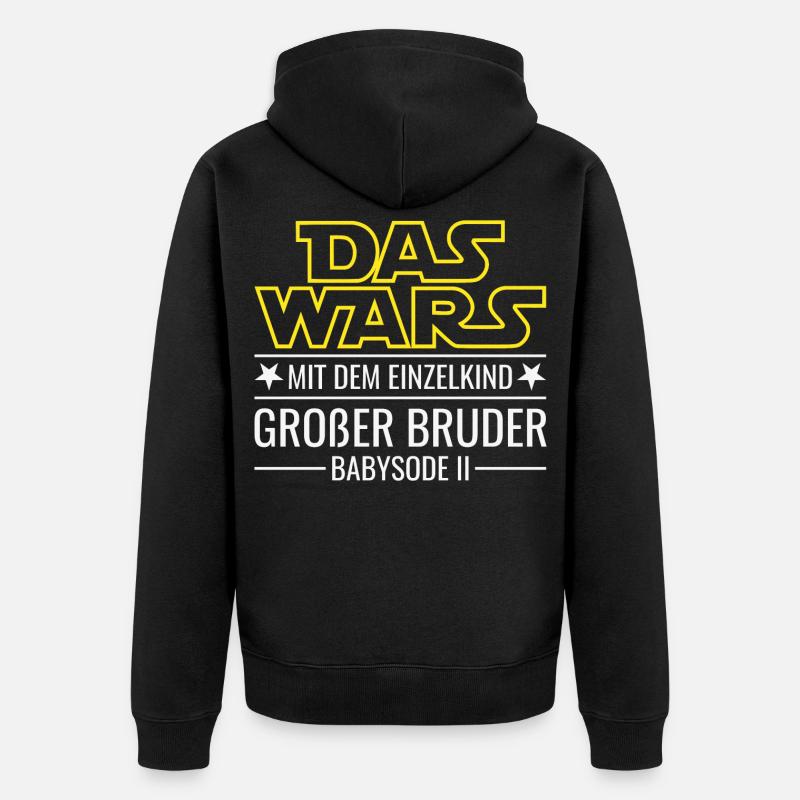 Das wars Einzelkind Babysode 2 Großer Bruder 2026 - Unisex Premium Bio Zip Hoodie - Schwarz