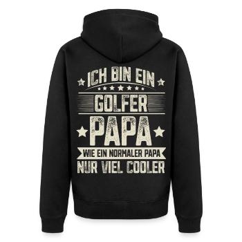 Golfer Vater Vatertag - Unisex Premium Bio Zip Hoodie - Schwarz - Hinten - Nico (187cm)