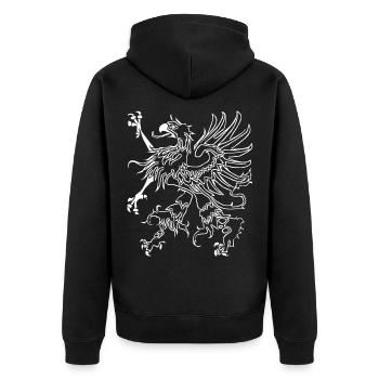 Vorpommern Greif - Unisex Premium Bio Zip Hoodie - Schwarz - Hinten - Nico (187cm)