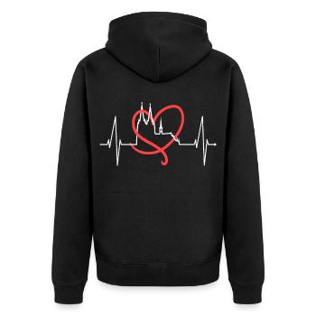 Köln Skyline Herzschlag Herz Kölsch Liebe Kölner - Unisex Premium Bio Zip Hoodie - Schwarz - Hinten - Nico (187cm)