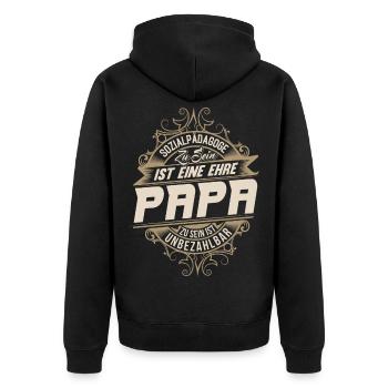 Sozialpädagoge Papa Vater Vatertag - Unisex Premium Bio Zip Hoodie - Schwarz - Hinten - Nico (187cm)