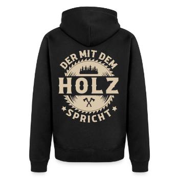 Holzfäller - Unisex Premium Bio Zip Hoodie - Schwarz - Hinten - Nico (187cm)