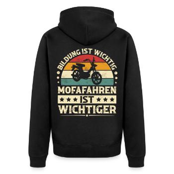 Mofa - Unisex Premium Bio Zip Hoodie - Schwarz - Hinten - Nico (187cm)