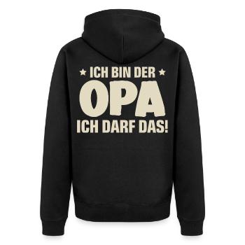 Opa - Unisex Premium Bio Zip Hoodie - Schwarz - Hinten - Nico (187cm)